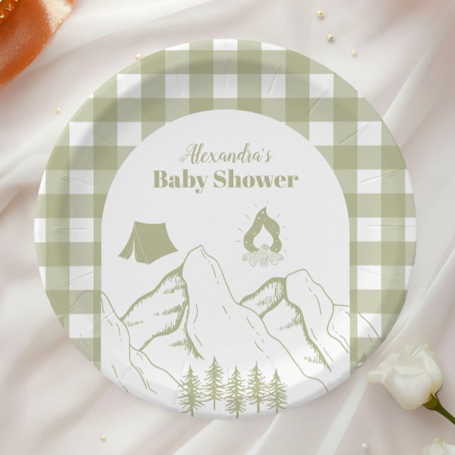 Plato De Papel Baby Shower de Camping Verde (Subido por el creador)