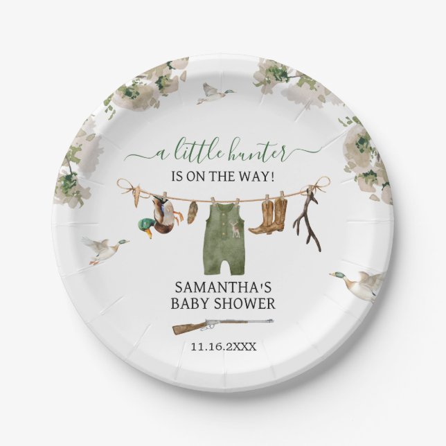 Plato De Papel Baby Shower de caza de pato (Anverso)