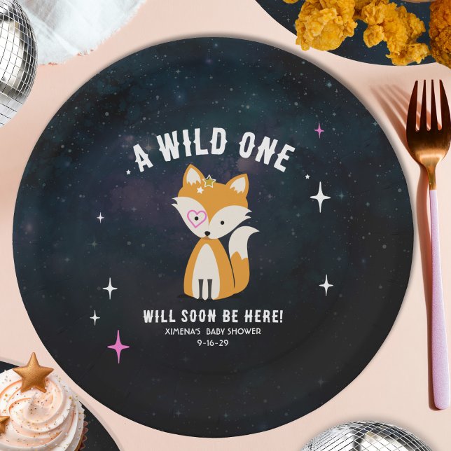 Plato De Papel Baby Shower de Chica rosado de Fox Wild One (Subido por el creador)