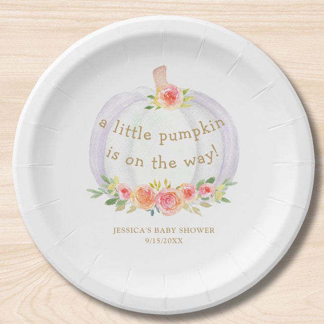 Plato De Papel Baby Shower de Chicas de calabaza otoñales (Subido por el creador)