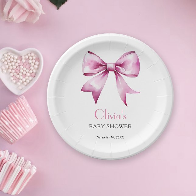 Plato De Papel Baby Shower de cinta rosada (Subido por el creador)