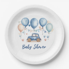 Plato De Papel Baby Shower de coche de época
