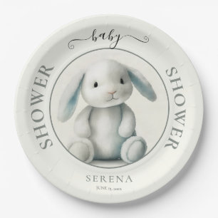 Plato De Papel Baby Shower de conejito acolchado