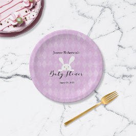 Plato De Papel Baby Shower de conejo conejo conejo blanco | Argyl
