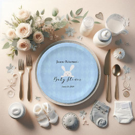 Plato De Papel Baby Shower de conejo conejo conejo blanco | Bebé 