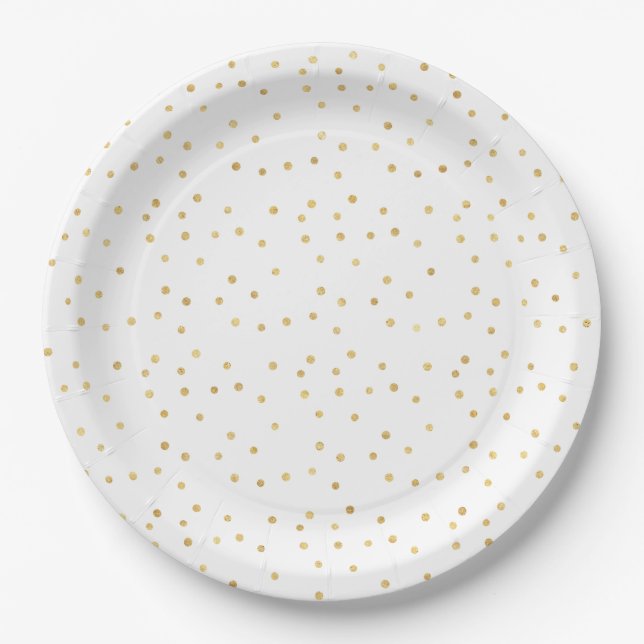 Plato De Papel Baby Shower de Confeti Dorado Glitzy (Anverso)
