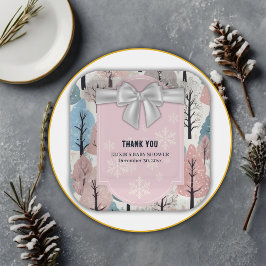 Plato De Papel Baby Shower de copas de nieve del bosque de invier