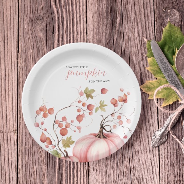 Plato De Papel Baby Shower de cosecha de otoño de la calabaza ros (Subido por el creador)