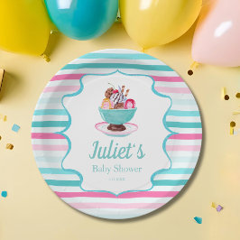 Plato De Papel Baby Shower de crema de hielo acuática