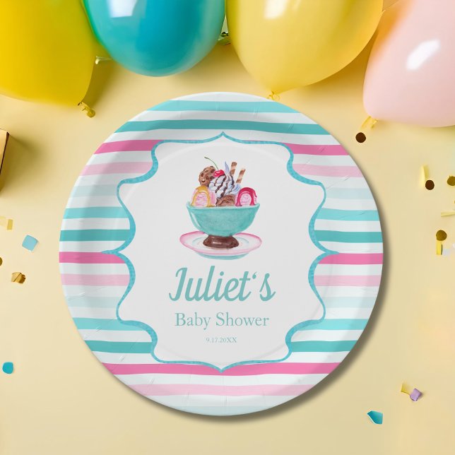 Plato De Papel Baby Shower de crema de hielo acuática (Subido por el creador)
