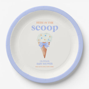 Plato De Papel Baby Shower de Crema de Hielo de Estrella de Veran