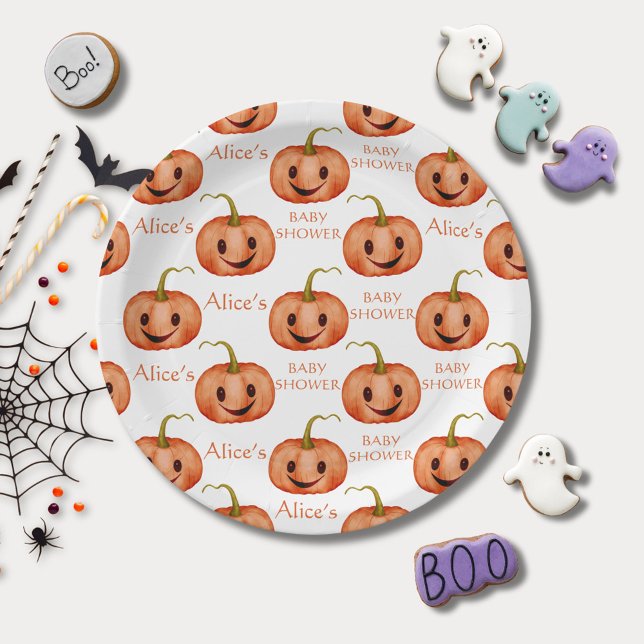 Plato De Papel Baby Shower de Cumpkin Halloween (Subido por el creador)