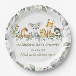 Plato De Papel Baby Shower de cumpleaños de animales australianos
