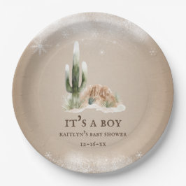 Plato De Papel Baby Shower de Desert Snow Cactus
