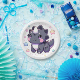 Plato De Papel Baby Shower de Dinosaurio Simple Mítico