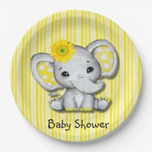 Baby Shower de elefante de girasol amarillo