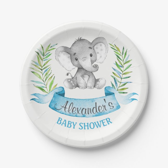 Plato De Papel Baby Shower de Elephant Boy (Anverso)