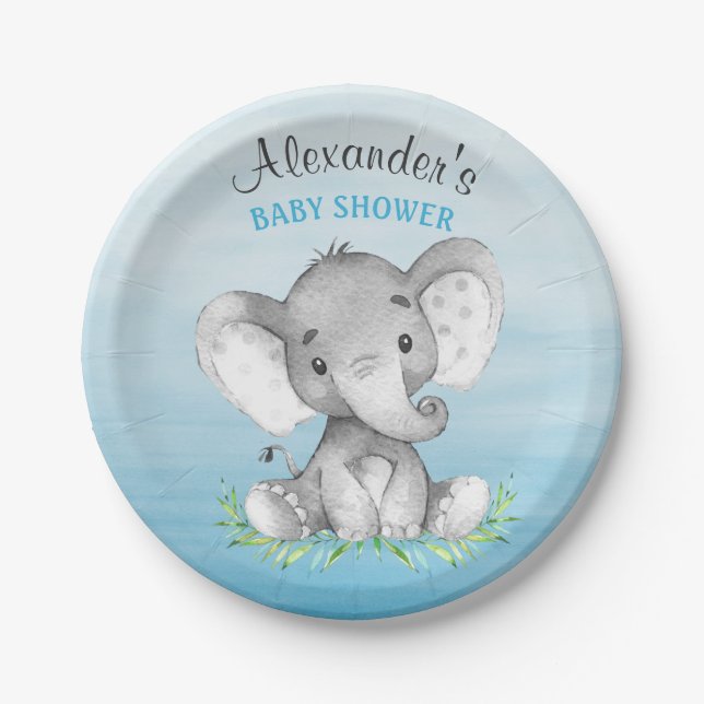 Plato De Papel Baby Shower de Elephant Boy (Anverso)