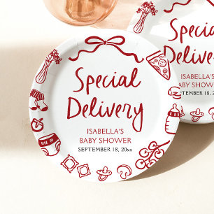 Plato De Papel Baby Shower de entrega especial de mano de italian