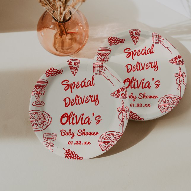 Plato De Papel Baby Shower de entrega especial de Pizza Hand (Subido por el creador)