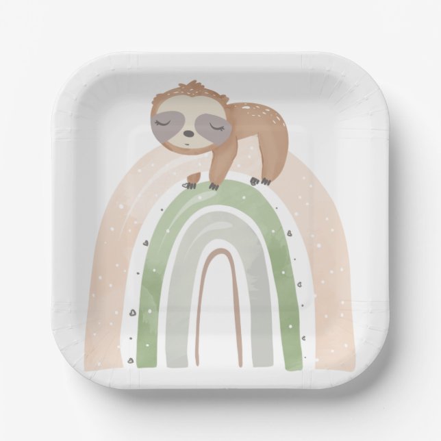 Plato De Papel Baby Shower de eslogan arco iris (Anverso)