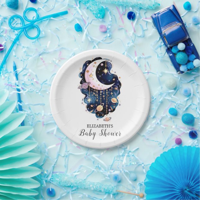 Plato De Papel Baby Shower de estrellas celestes (Fiesta)