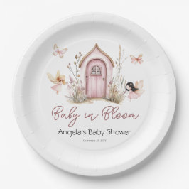 Plato De Papel Baby Shower de Fechas de Pink Woodland