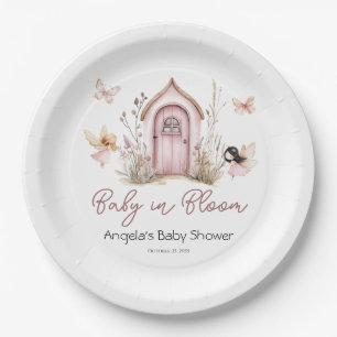 Plato De Papel Baby Shower de Fechas de Pink Woodland