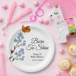 Plato De Papel Baby Shower de flor acuática