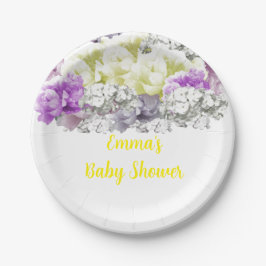 Plato De Papel Baby Shower de Floral suave mixta
