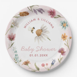 Plato De Papel Baby Shower de flores silvestres de primavera