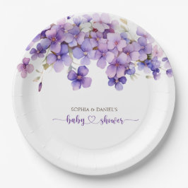 Plato De Papel Baby Shower De Flores Violetas Delicadas De Primav