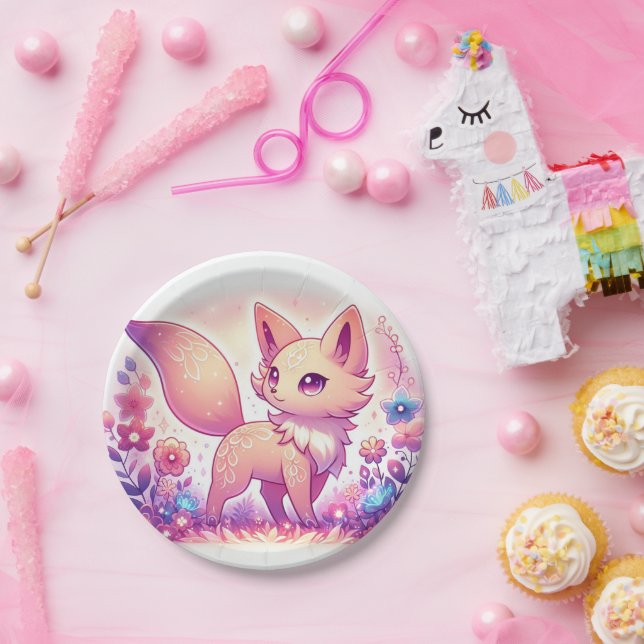 Plato De Papel Baby Shower de Fox mágico moderno (Fiesta)