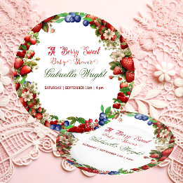 Plato De Papel Baby Shower de fresa roja | Blue Berry Sweet Cute
