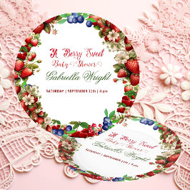 Plato De Papel Baby Shower de fresa roja | Blue Berry Sweet Cute