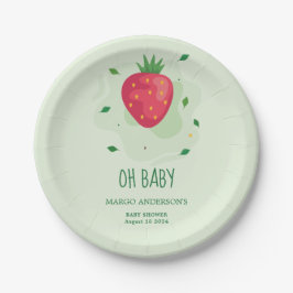 Plato De Papel Baby Shower de fresa verde rojo
