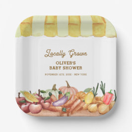 Plato De Papel Baby Shower de frutas de verduras de color de agua