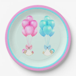 Plato De Papel Baby Shower de gemelos
