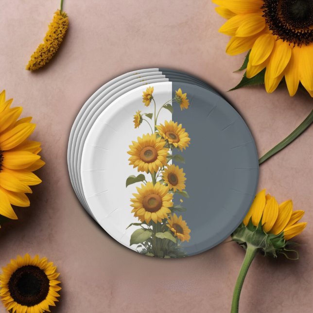 Plato De Papel Baby Shower de girasol azul (Subido por el creador)