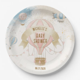 Plato De Papel Baby Shower de globo aerostático