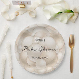Plato De Papel Baby Shower de globo aerostático Beige