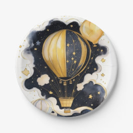 Plato De Papel Baby Shower de globo celestial de aire caliente