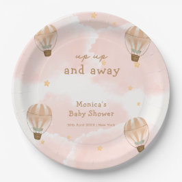 Plato De Papel Baby Shower de globo de aire caliente de la nube d
