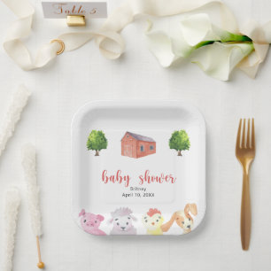 Plato De Papel Baby shower de granja - baby shower