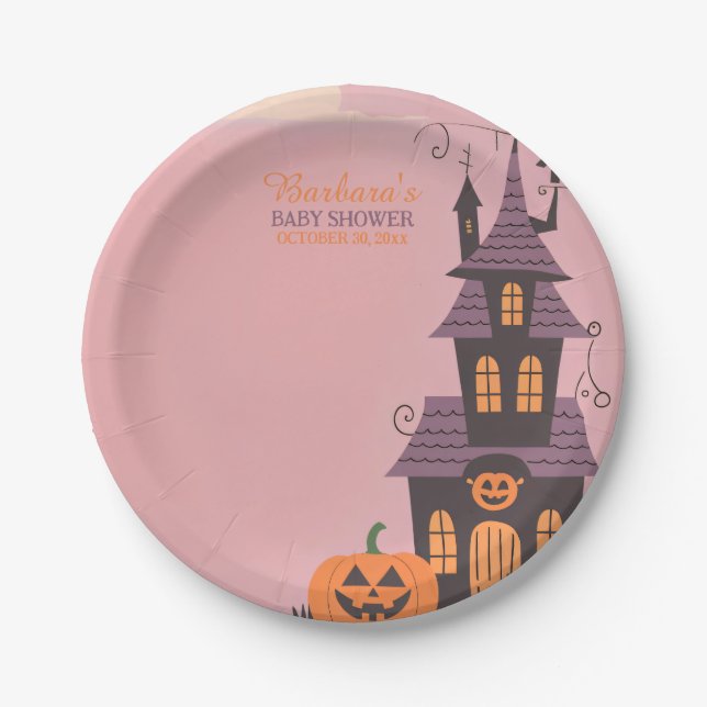 Plato De Papel Baby Shower de Halloween (Anverso)