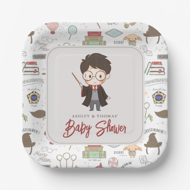 Plato De Papel Baby Shower de Harry Potter simple (Anverso)