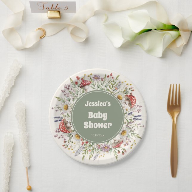 Plato De Papel Baby Shower de Hongos  (Boda)