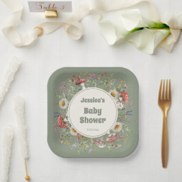 Plato De Papel Baby Shower de Hongos 