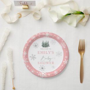 Plato De Papel Baby Shower de invierno