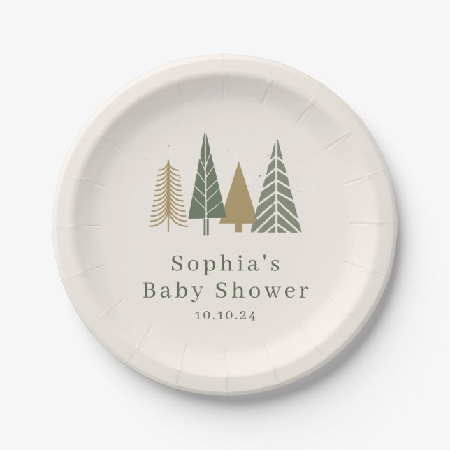 Plato De Papel Baby Shower de invierno (Anverso)